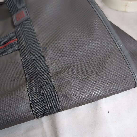 Givenchy Vintage Gray Red Travel Satchel Bag Duffle Carry On Overnight Logo Grey - Picture 5 of 14